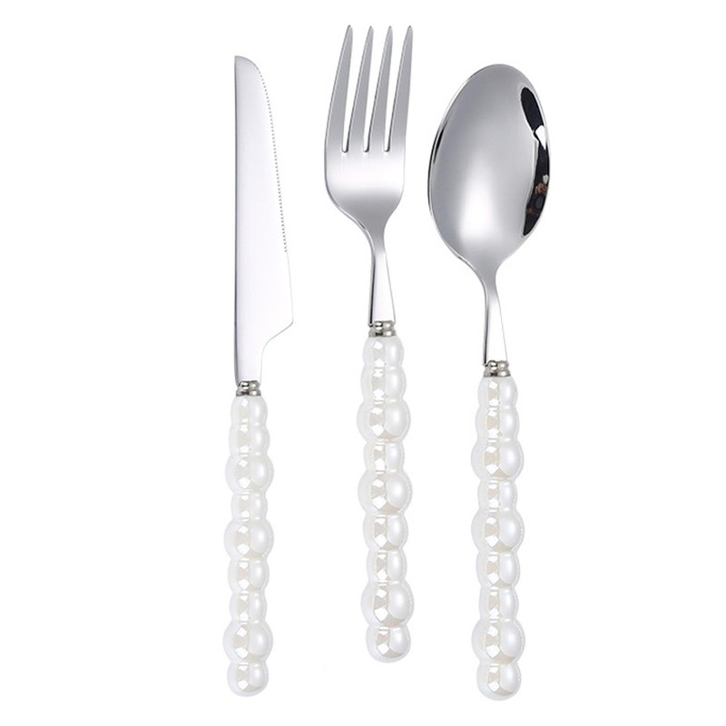 Luxury Pearl Cutlery Set, 304 Stainless Steel Utensils, Fine Polished,