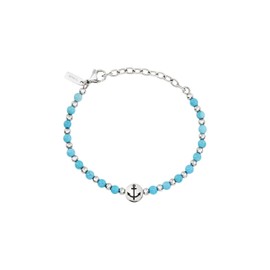 Breil Soundwave Men's Anchor Bracelet TJ3591 Steel with Turquoise Stone, Alloy Steel
