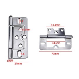 5Pcs Sliver Flush Hinges,3 Inch Iron Door Hinges for Drawer Cabinet Internal Door