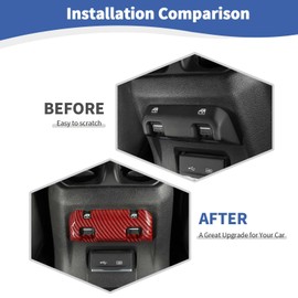 RT-TCZ for Jeep JL Rear Window Switch Panel Trim Cover Fit for Jeep Wrangler JL JLU Gladiator JT 2018 up Red Carbon Fiber Interior Accessories