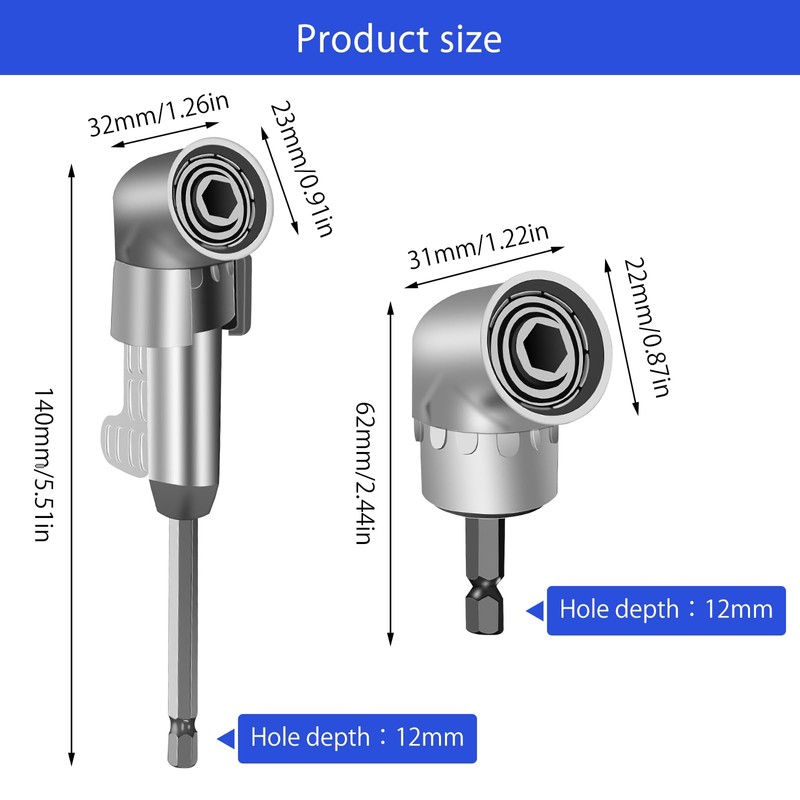 HENGBIRD Angle Screwdriver Attachment Adapter 105° Corner Tool Screw Hub