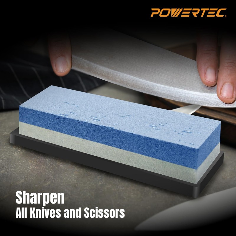 POWERTEC Whetstone Knife Sharpening Stone – Dual Grit 1000/6000 Water