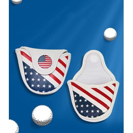 ANCLLO Golf Club Mallet Putter Cover Magnetic Closure Creative USA Flag Pattern Golf Putter Headcover