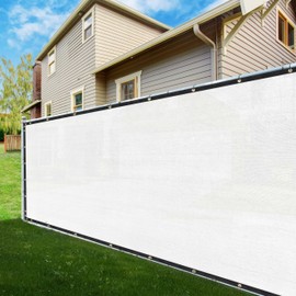 ShadeMart 8' x 10' Fence Privacy Screen White Heavy Duty 170 GSM Fencing Mesh Shade Net with Grommets & Zip Ties, 90% Blockage Fence Screen for Balcony Yard Outdoor Garden Pool (We Customize Size)