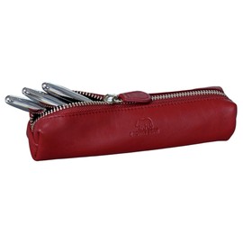 BROWN BEAR BB 1403 Writing Instrument Case Leather with Zip, 014 Red, Real leather pencil case