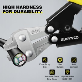 XUDYVCO Mini Bolt Cutters, Premium 8IN Heavy Duty Wire Cable Cutters with Non-Slip Handle, Multi-Function Wire Snips Pliers Clippers with Labor-Saving Spring Loaded for Chain Mesh Screw Fence Rivets
