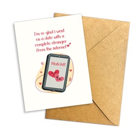 Podagree Funny Anniversary Card for Husband Wife Online Dating Anniversary Card Internet Stranger Greeting Card Cute Love Cards for Online Lover Birthday Cards Online