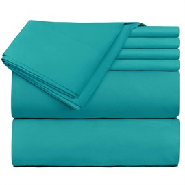 Hearth & Harbor Extra Deep Pocket Sheets - Fits Mattress 18-24 Inches Deep - Extra Deep Pocket Twin Sheets Sets - 4 Piece Twin Size - Teal