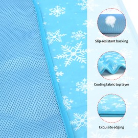 DELIFUR Dog Cooling Mat- Pet Cooling Mat Outdoor for Dogs Self Cooling Pad for Small Medium Dog Machine Washable (Large, Blue)