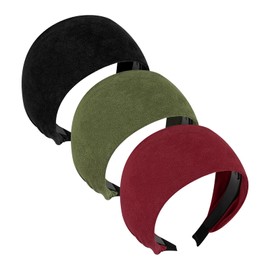 Yonchic Faux Suede Wide Headbands, Large Soft Headbands with Teeth for Women Girls, Non-Slip Thick Fashion Hairbands Hair Accessories (Black&Red&Green)