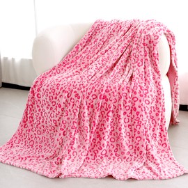 Pink Leopard Throw Blanket - Cheetah Print Soft Fleece Blanket Hot Pink Fuzzy Plush Blankets Cute Bed Couch Decor Gifts for Women Girls