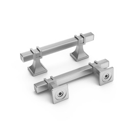 homdiy 25 Pack Brushed Nickel Cabinet Pulls Silver Drawer Pulls 3 Inch Kitchen Cabinet Handles Square Satin Nickel Door Hardware for Dresser Bathroom,Zinc Alloy Base