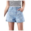 Floerns Girl's Cute Bowknot Print Denim Shorts Elastic Waist Y2k