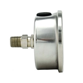 CARBO Instruments 2 Medidor de presión de 1-2 pulgadas, caja de acero inoxidable, conexión de latón chapado en cromo, relleno Lqiuid, 0-6000 psi/kPa, montaje trasero NPT de 1/4 pulgadas