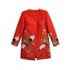 LA CERA Plus Size Women's Jacquard Crane Jacket Red