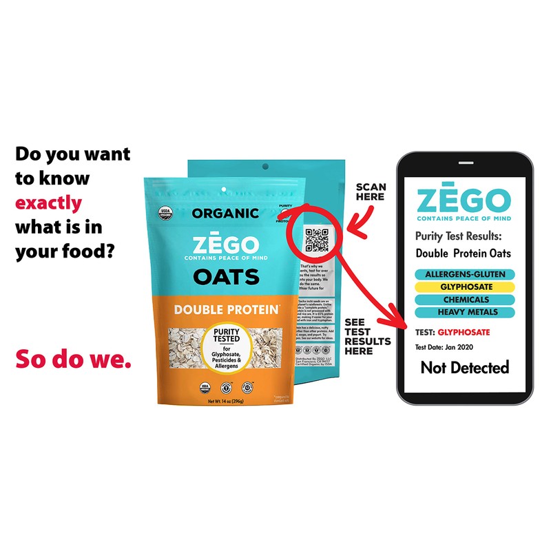 ZEGO Gluten Free Organic Raw Rolled Oats - Double Protein