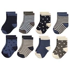 Hudson Baby Baby Girls' Cotton Rich Newborn and Terry Socks, Stars, 0-6 Months