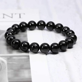 KRISTALGLOBE Black Tourmaline Crystal Bracelet for Men & Women Healing Crystal Yoga Bracelet Gemstone Beaded Bracelet Gifts Item - 8mm