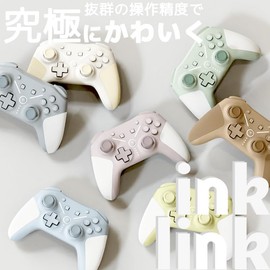 inklink Switch コントローラー プロコン 超マット加工 3段階連射機能 軽量設計 高精度ボタン 大容量バッテリー 最大15時間 4段階振動調整 6軸ジャイロセンサー ワイヤレス Bluetooth (ソーダ)