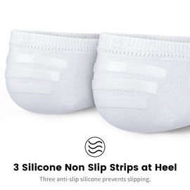 wernies No Show Socks Men 10 Pairs Low Cut Socks Thin Casual Invisible Socks with Non Slip Grips, White（10 Pairs）, 6-10