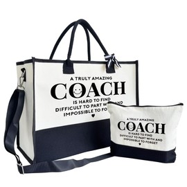 Amazing Coach Tote Bag, Canvas Tote Bag for Women, Shoulder Beach Bag, Thank You Gift for Female Coach, Coach Gifts for Women, Travel Bag Gifts for Coach, Canvas Tote Bag With Zipper, Makeup Bag