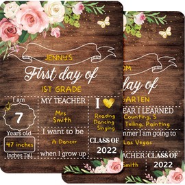 First Day and Last Day School Board Floral First Day of School Sign Back to School Board Wooden 1st Day Chalk Board Farmhouse School Chalkboard for Kids Preschool Kindergarten Sign, 13.8 x 9.8 Inch