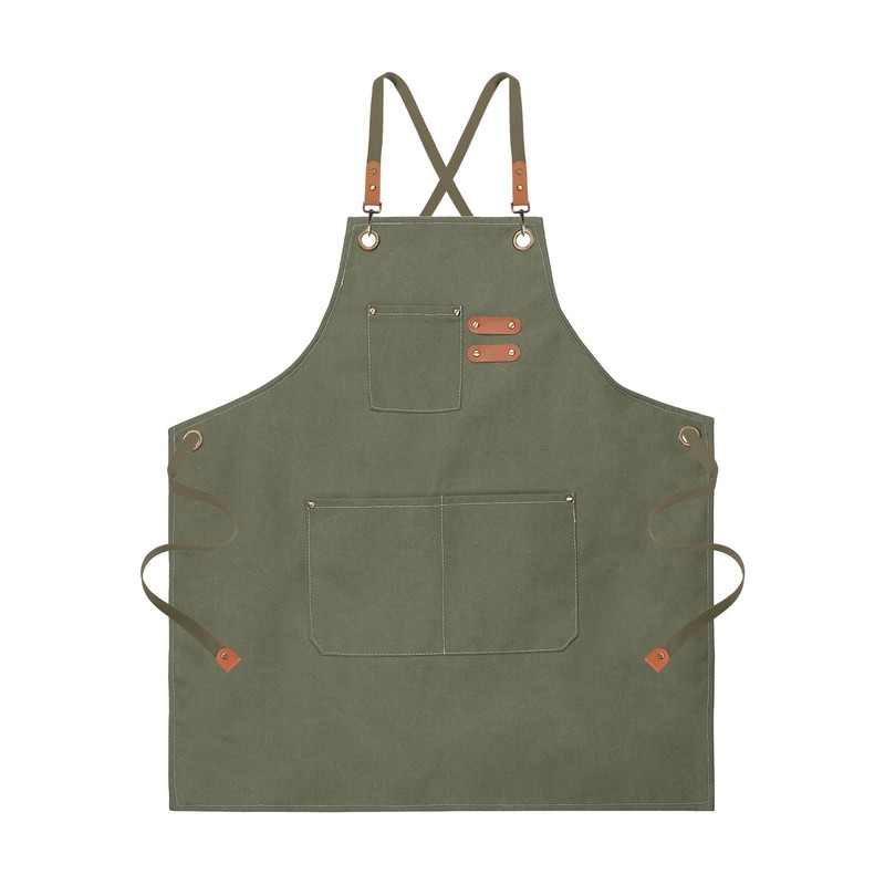 sourcing map Canvas Chef Aprons 78x68cm Adjustable Strap Cross Back