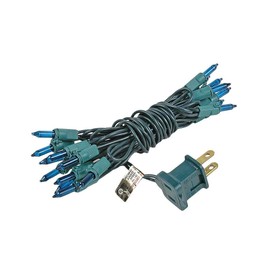 Novelty Lights 20 Light Teal Christmas Craft Mini Light Set, Non-Connectable, Green Wire, 8' Long