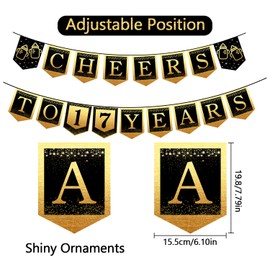 17th Happy Birthday Banner, 17 Year Old Birthday Decorations for Girl or Boy, Amazing Party Bunting Decoration, Hanging Decor for Daughter or Son