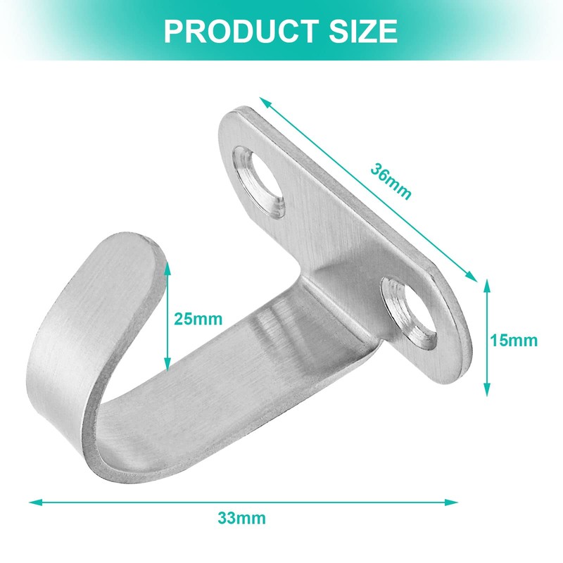Cionyce 6 PCS Stainless Steel Screws Mount Ceiling Hooks, Brushed