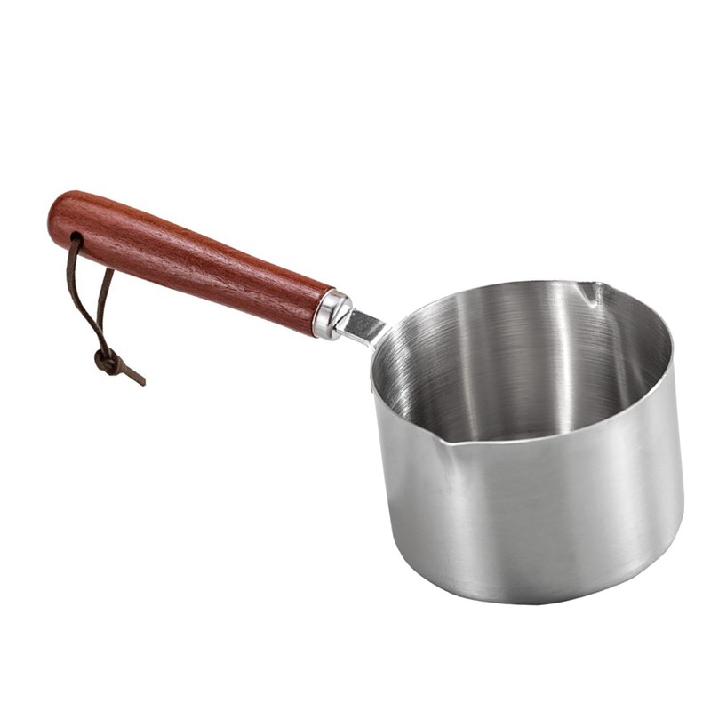 304 Stainless Steel Butter Warmer Pot 125ML Capacity Wooden Handle
