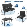 Textilene Patio Conversation Set with 2 Single Chairs, 1 Love