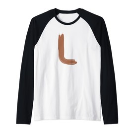 Creative Bold Leather Letter L - Design - Alphabet - Marker Raglan Baseball Tee