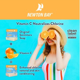 Newton Bay Swimmers Soap + Vitamin C | All Natural Body and Face Wash Soap Bar | Neutralizes and Washes Away Chlorine After Swimming | Revitalizes Sensitive Skin | 2-Pack of 4 Ounce Soap Bars