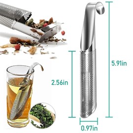 Qaestuan Pack of 2 Tea Strainers, Tea Strainer for Loose Tea, Tea Filter, Stainless Steel, Fine Mesh Tea Strainer with Hook Handle, Tea Accessories, Suitable for Most Tea Cups and Tea Bowls, for Tea,