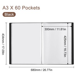 POERMA 2 Pcs Art Portfolio Folder A3, Diamond Art Storage Book, 60 Pockets