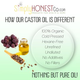 Castor Oil - 100% Organic, Hexane Free, Cold Pressed, Unrefined (8 oz bottle with cap)