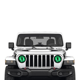 QKYS 2PCS Beast Eyes Decals, 3D Stereo Eyes Headlight Stickers, Jeep Stickers Round Headlight Eye Decal，Funny Decals Body Window Bumper Decoration Compatible with Car Truck Jeep Wrangler（Green）