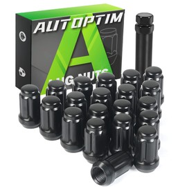 AUTOPTIM M12x1.5 Spline Lug Nuts - Replacement for Honda Accord CRV Civic Pilot Chevy Impala Malibu Acura Aftermarket Wheel, Black 20pc 6 Point Closed End Short Nuts with 1 Socket Key