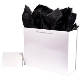 Lyforpyton Large White Gift Bags with Tissue Paper 13"x10"x4.3" Crocodile Pattern Premium Gift Bag for Birthday Party, Wedding, Anniversaries