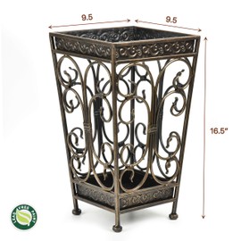 Dualplex Super Quality Umbrella Stand, Umbrella Holder Antique Look Metal Entry Hallway Décor, Square Style Removable Drip Tray. Home, Office Decoration Rack Holds Umbrellas Canes Walking Sticks