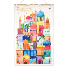 HOWAF Ramadan Advent Calendar, Ramadan Mubarak Reusable Fabric Advent Calendar 30 Pockets Ramadan Calendar Ramadan Countdown Hanging Calendar, Eid Ramadan Decorations for Home, Multicolor, 10X10CM