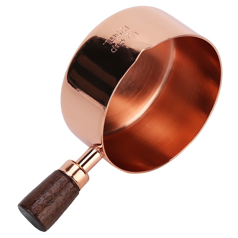 Sauce Pan Wooden Handle Rose Gold Stainless Steel Sauce Pot