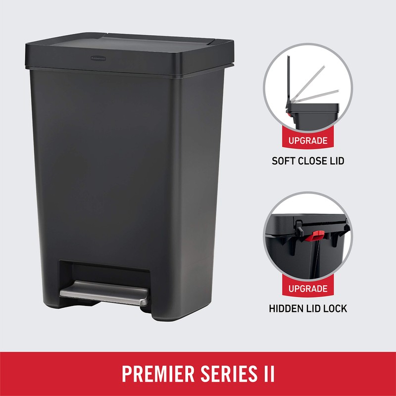 Rubbermaid Premier Series II Step-On Trash Can for Home and