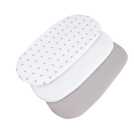 Medi Partners Set of 3 Fitted Sheets Pram 86 x 40 cm 100% Cotton Mattress Protector Baby