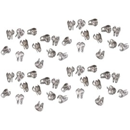 50 Pieces Stainless Steel Ball Chain Connectors Clamshell Calotte End Cap Knot Cover Connector Clasp Open Bead Tips Knot Covers Fits 2.4mm Ball Chain for Jewelry Craft Making, Silver