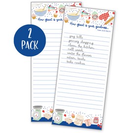 Gina B Designs - Set of 2 - List Pad, Notepad, Fridge Pad, Shopping List, To-Do List with Attachable Magnet, Made in the U.S.A. - With Scripture-Time to Bake-How Great is your Goodness