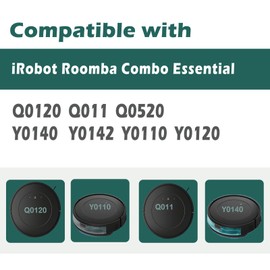 DovLazm 19 Pcs Replacement Parts for iRobot Roomba Combo Essential Q0120 Y0140 Q0520 Y0110 Y0120 Y0142 Q011 Robot Vacuum Cleaner Accessories，2 Roller Brushes，4 Filters，4 Mop pads，8 Side Brushes
