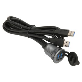 2 Ports Dual USB 3.0 Male to USB 3.0 Female Car Mount Flush Cable 3.3ft Plug and Play Waterproof Dash Panel Mount Cable