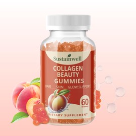 SustainWell Collagen Peptides Gummies: Collagen Gummies for Women Hair Skin Glow Support Supplement Sugar-Free Mixed Berry Flavor 60 Dietary Gummies